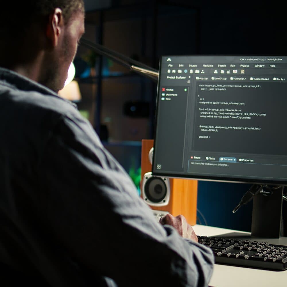 Engineer reviewing AI output on screen