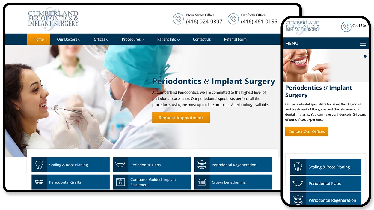 Cumberland Periodontics website design