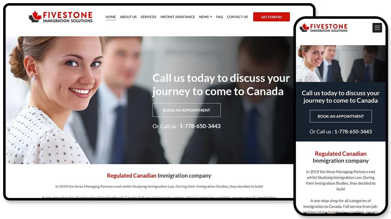 Fivestone Immigration website design