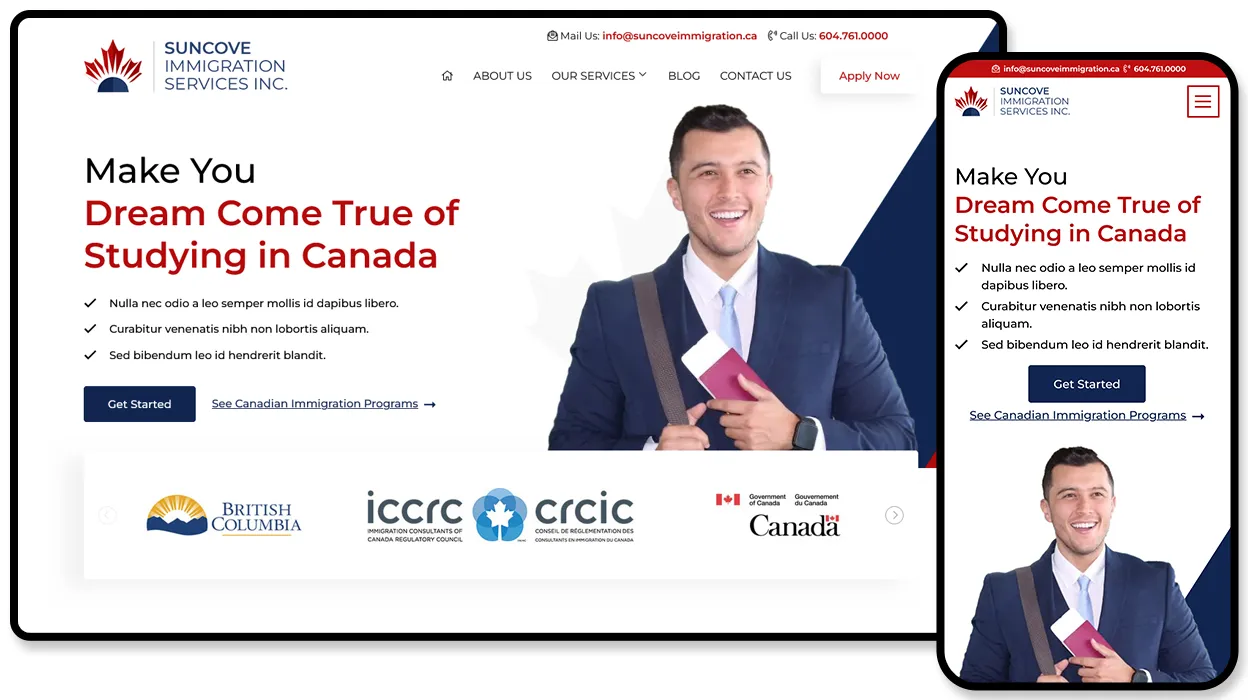 Suncove Immigration website design