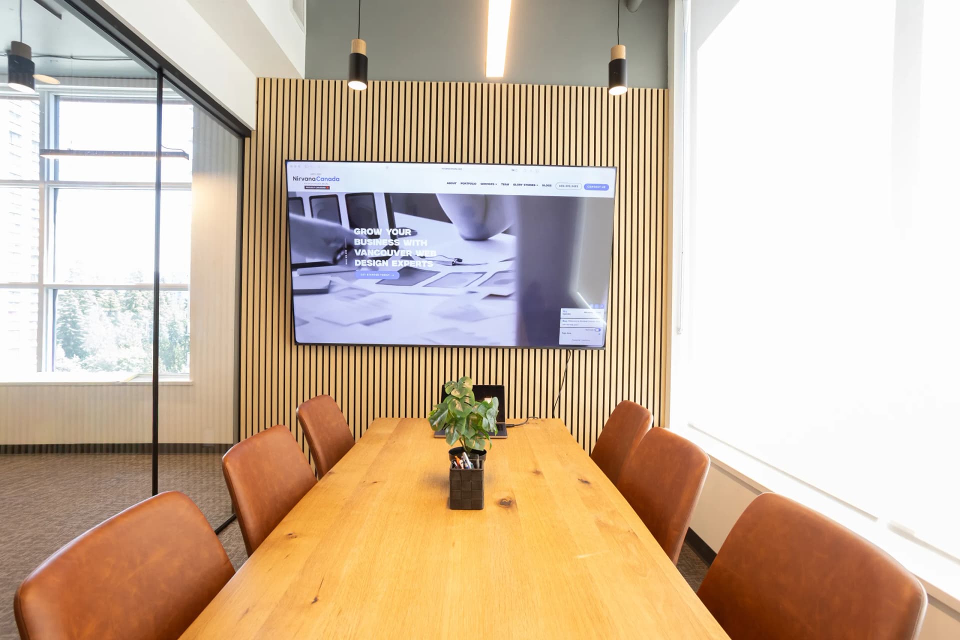 A meeting room at the Nirvana Canada office.